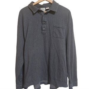 Vintage L.L. Bean Half Button Thick knit Pullover Gray herringbone print Size XL